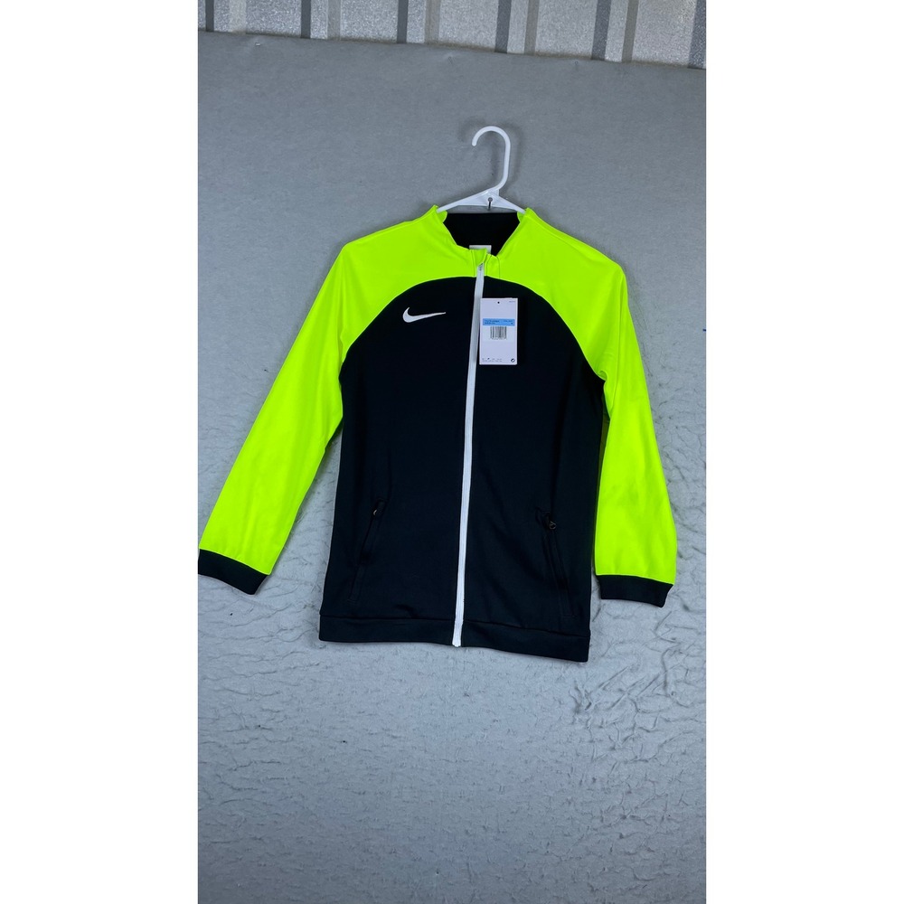 Nike Track Jacket Womens Medium Black Neon Yellow New Dri-FIT Full Zip Athletic